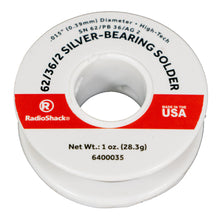 Load image into Gallery viewer, SnPbAg 62/36/2 Silver-Bearing Rosin-Core Solder, 0.015" Diameter - 1.0 oz.
